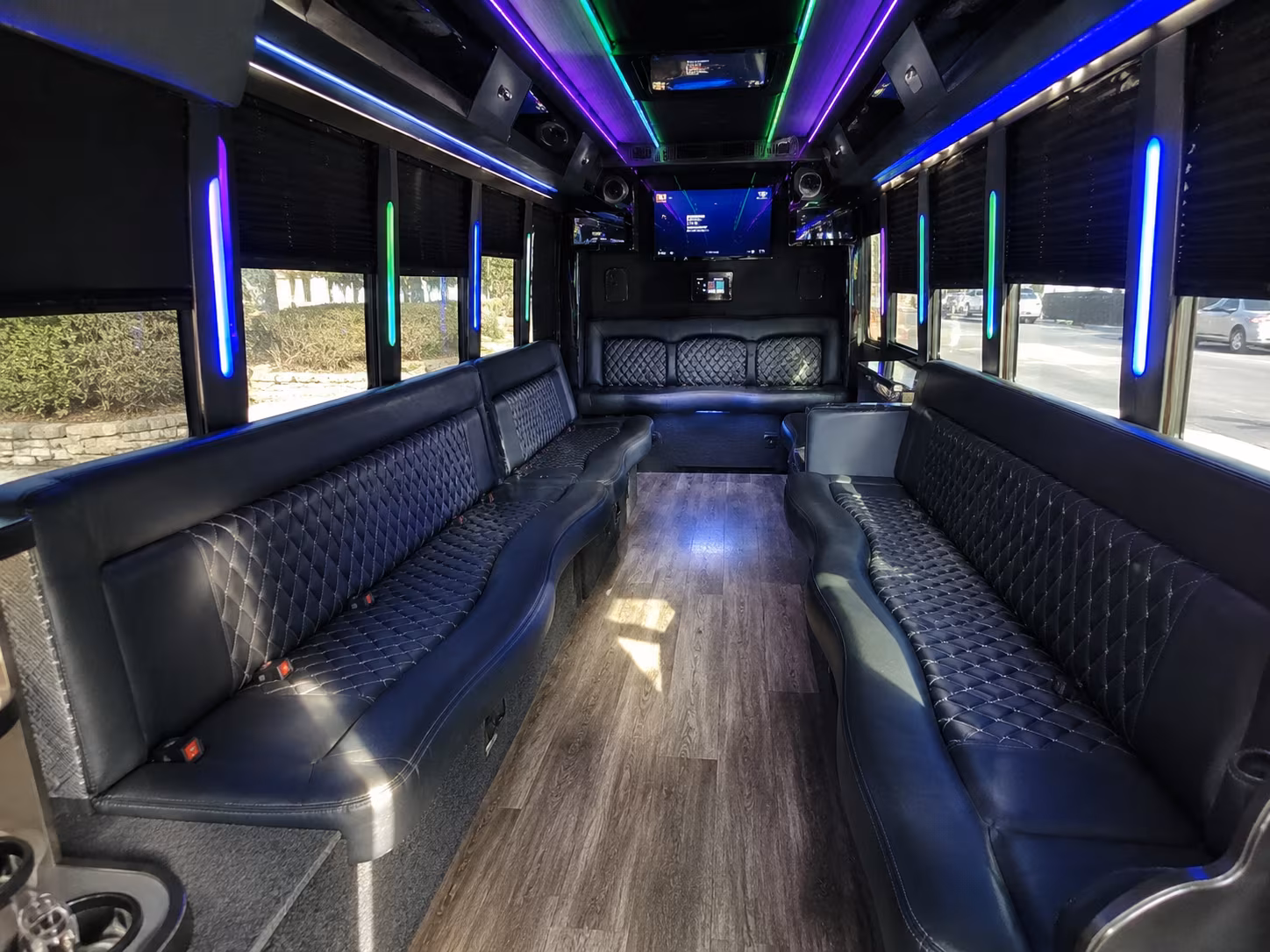 rochester hills 15 passenger party bus interior