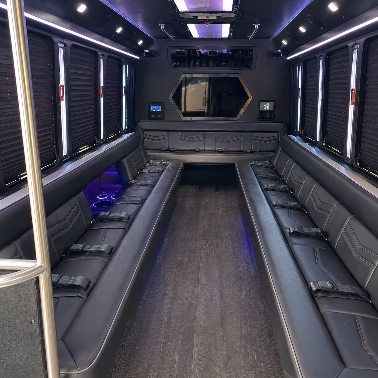 rochester hills 18 passenger party bus interior