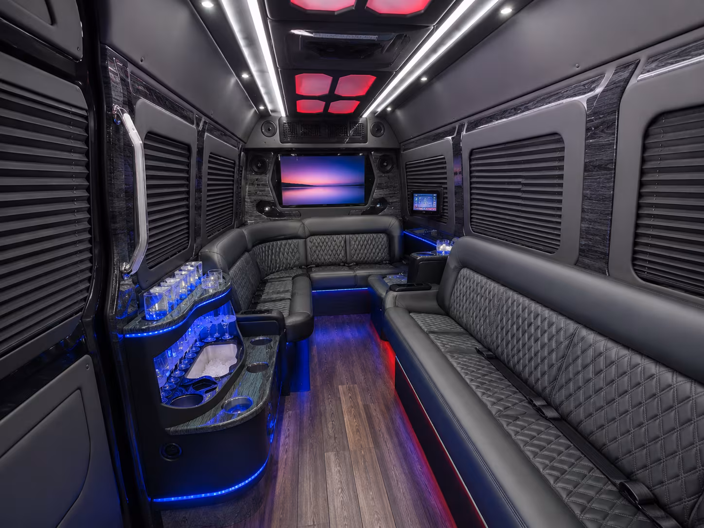rochester hills 30 passenger party bus inside
