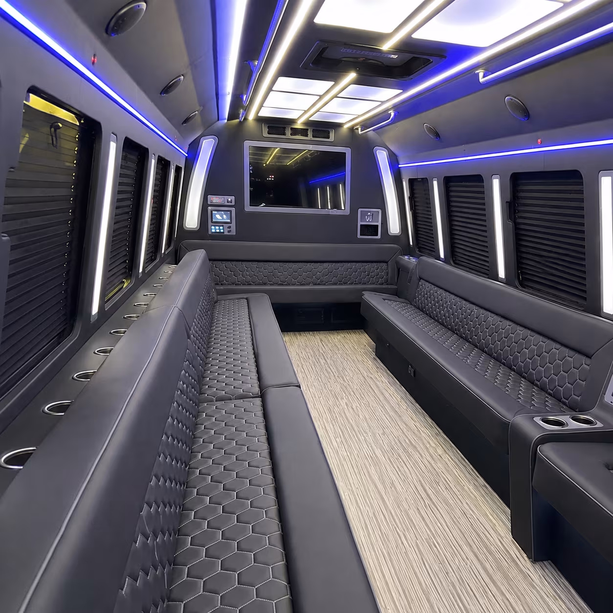 rochester hills 40 passenger party bus inside