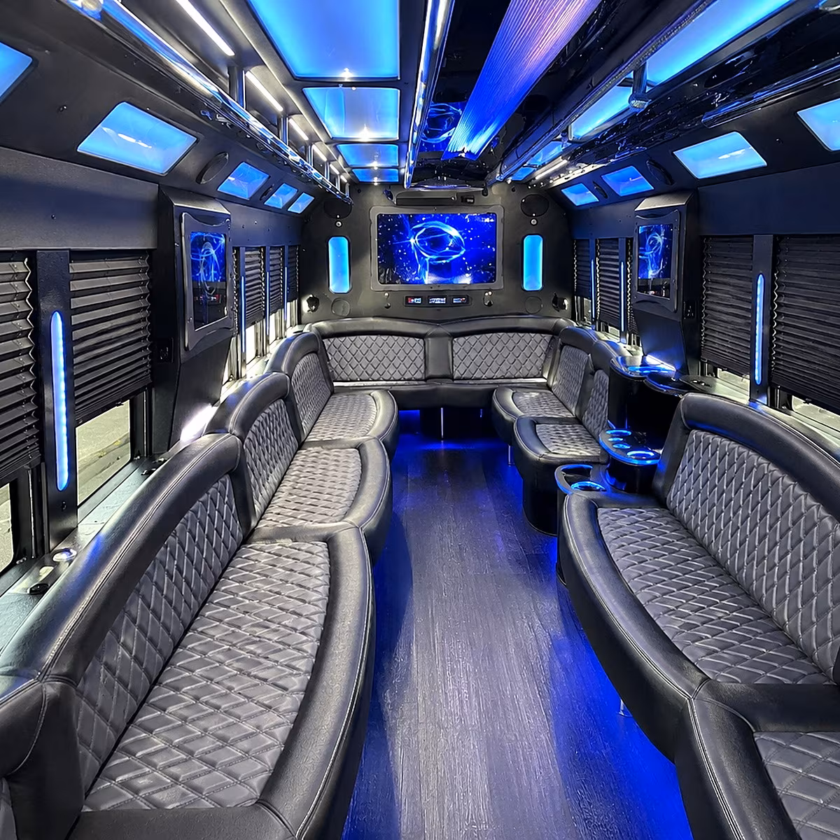rochester hills party bus rental interior